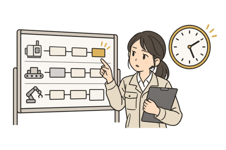 工程表と納期を確認する生産管理の担当者